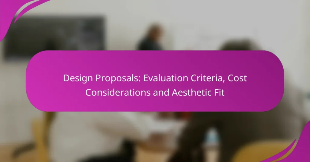 Design Proposals: Evaluation Criteria, Cost Considerations and Aesthetic Fit