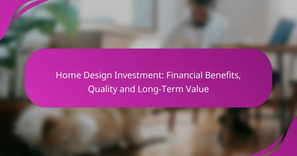 Home Design Investment: Financial Benefits, Quality and Long-Term Value