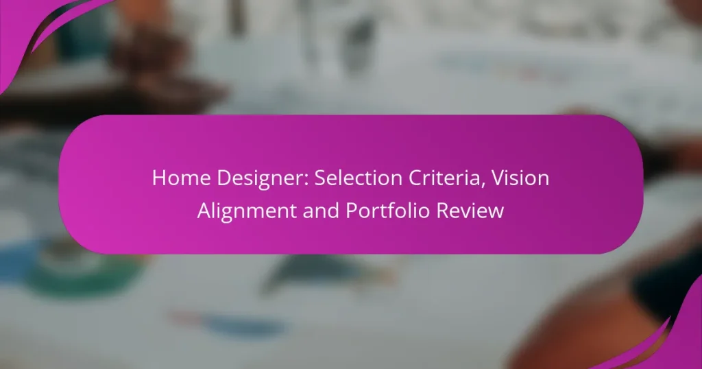 Home Designer: Selection Criteria, Vision Alignment and Portfolio Review